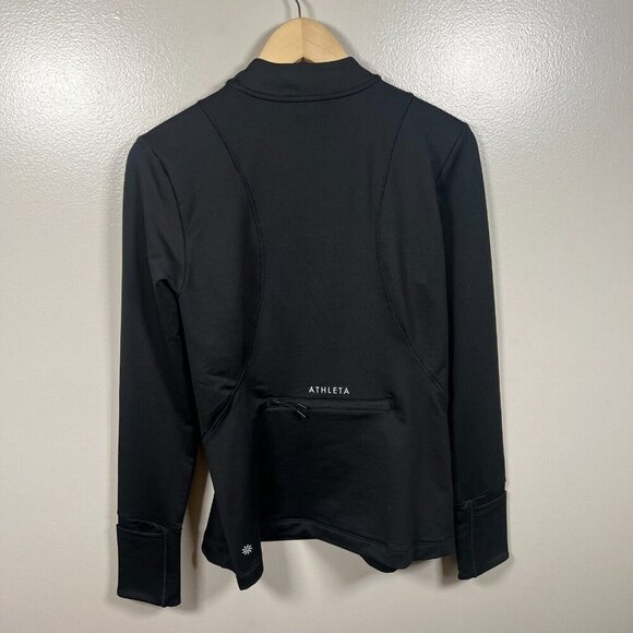 Athleta Womens Whistler Half Zip Top Size Medium Black Mock Neck Thumbholes - Picture 3 of 11